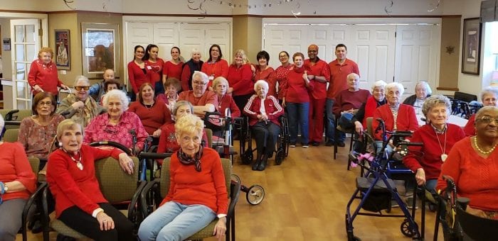 Seniors wearing Red