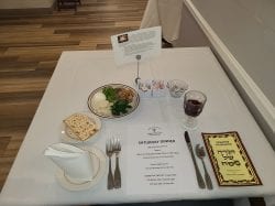 A Passover Seder place setting at Brudnick Center for Living at Chelsea Jewish Lifecare in Peabody, Massachusetts