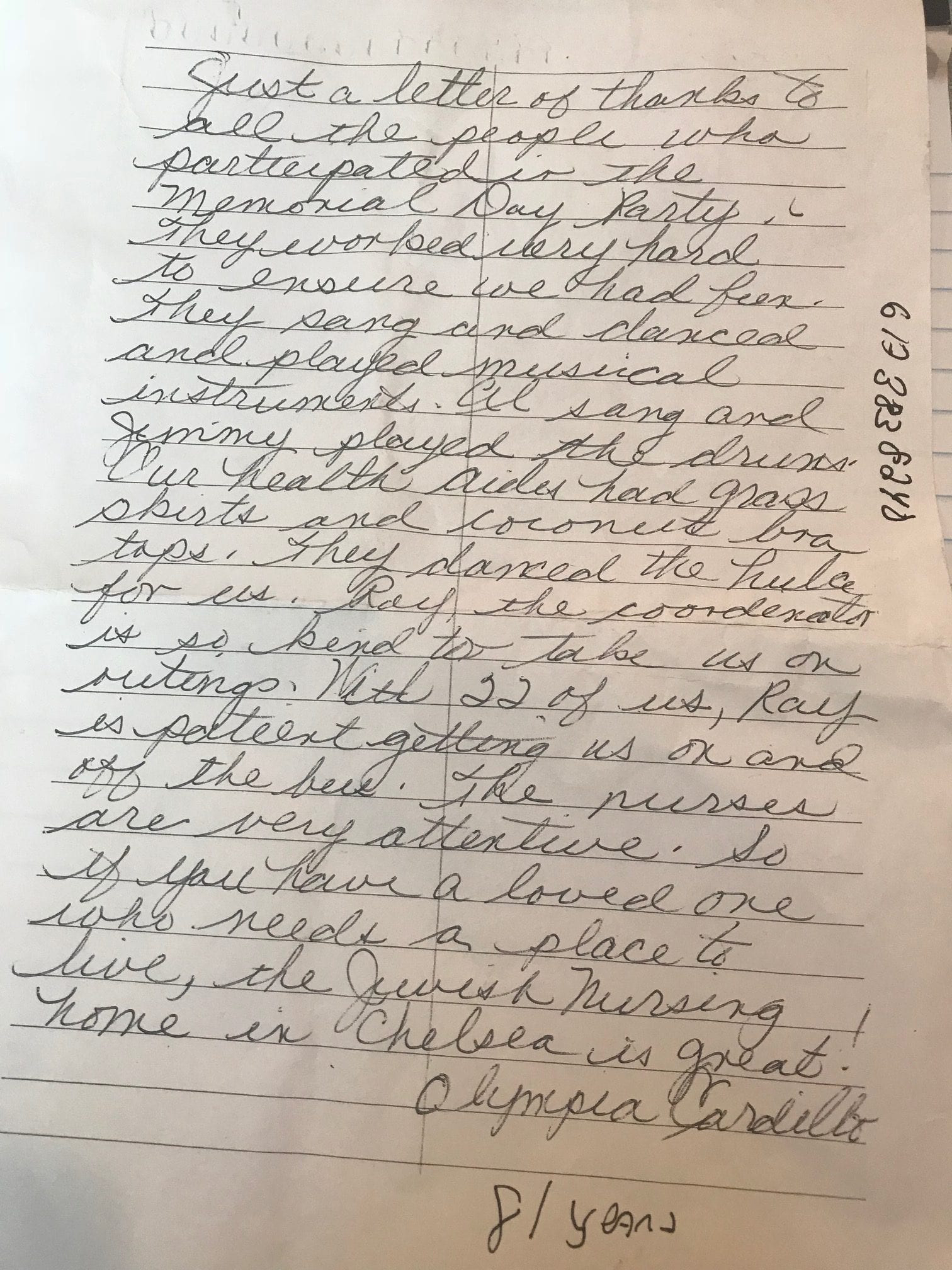 Chelsea Jewish Nursing Home Resident Thanks Staff - Chelsea Jewish Lifecare