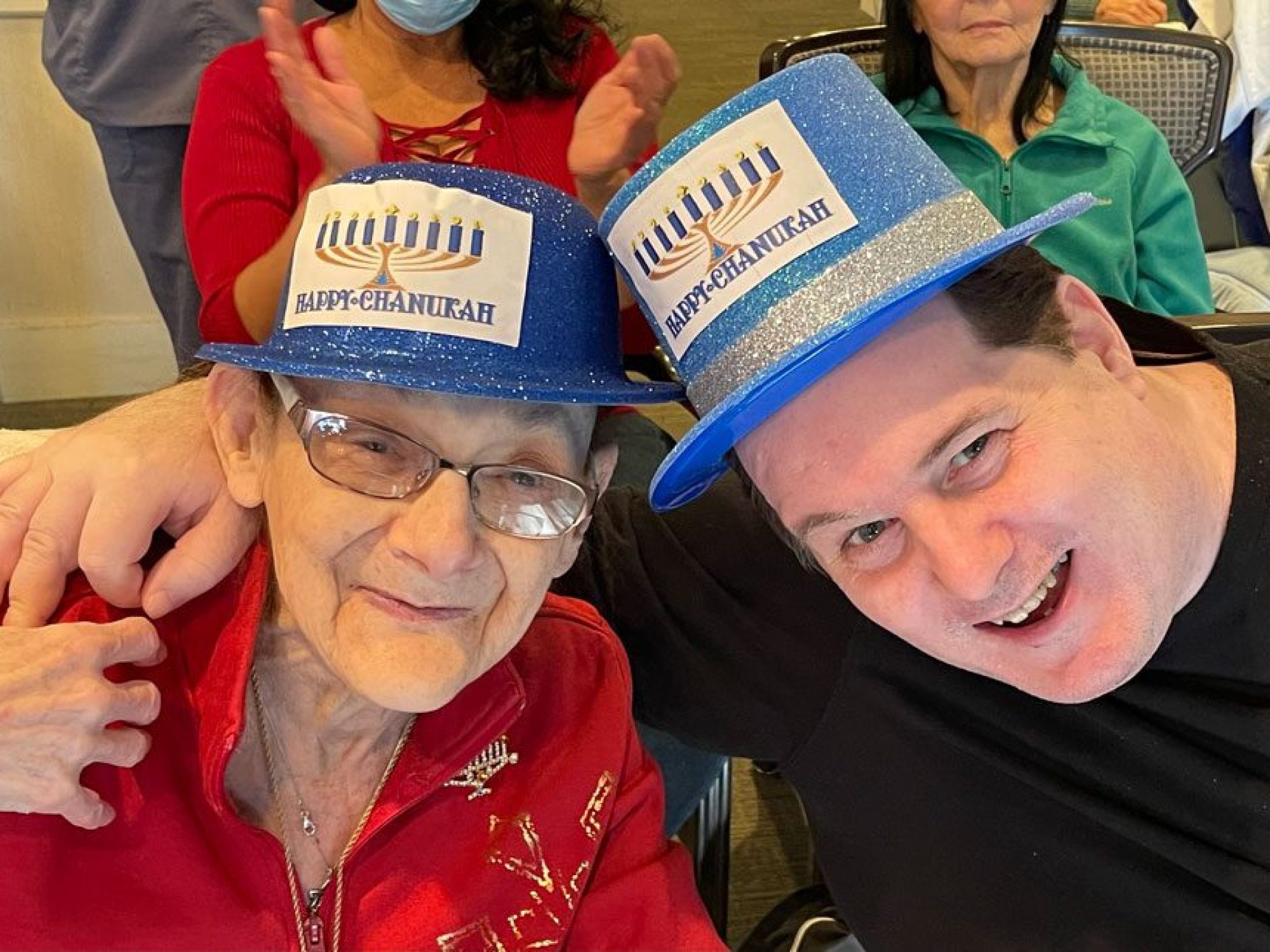 Two Katzman residents celebrate Hanukkah
