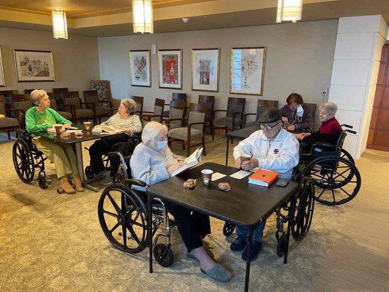 Residents enjoy each other's company in the new cafe.