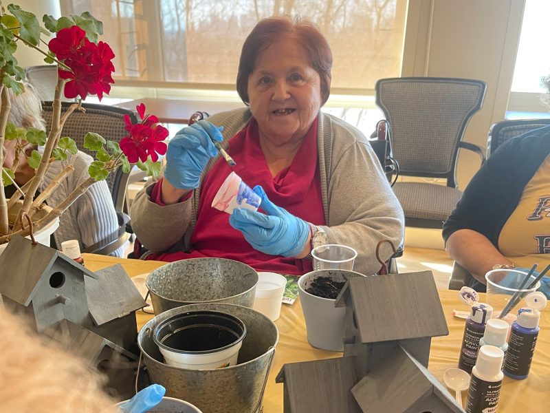 Residents plant seeds and flowers.