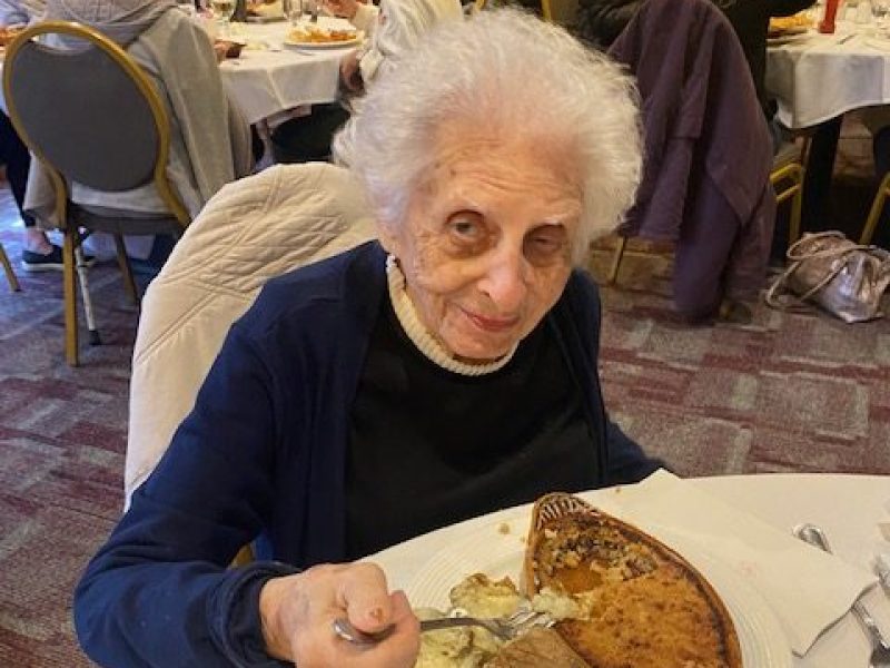 Residents enjoy a meal out at a restaurant.