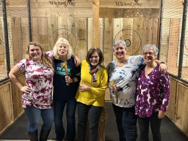While Activities and Dietary departments work together to create fun, delicious and exciting activities on our North Shore campus, we also strengthen our bonds off campus as well. Pictures here are at a fun night at “Wicked Axe”, en evening of food, drink and games… yes, Axe Throwing Tournaments ARE a thing. So much fun together!
